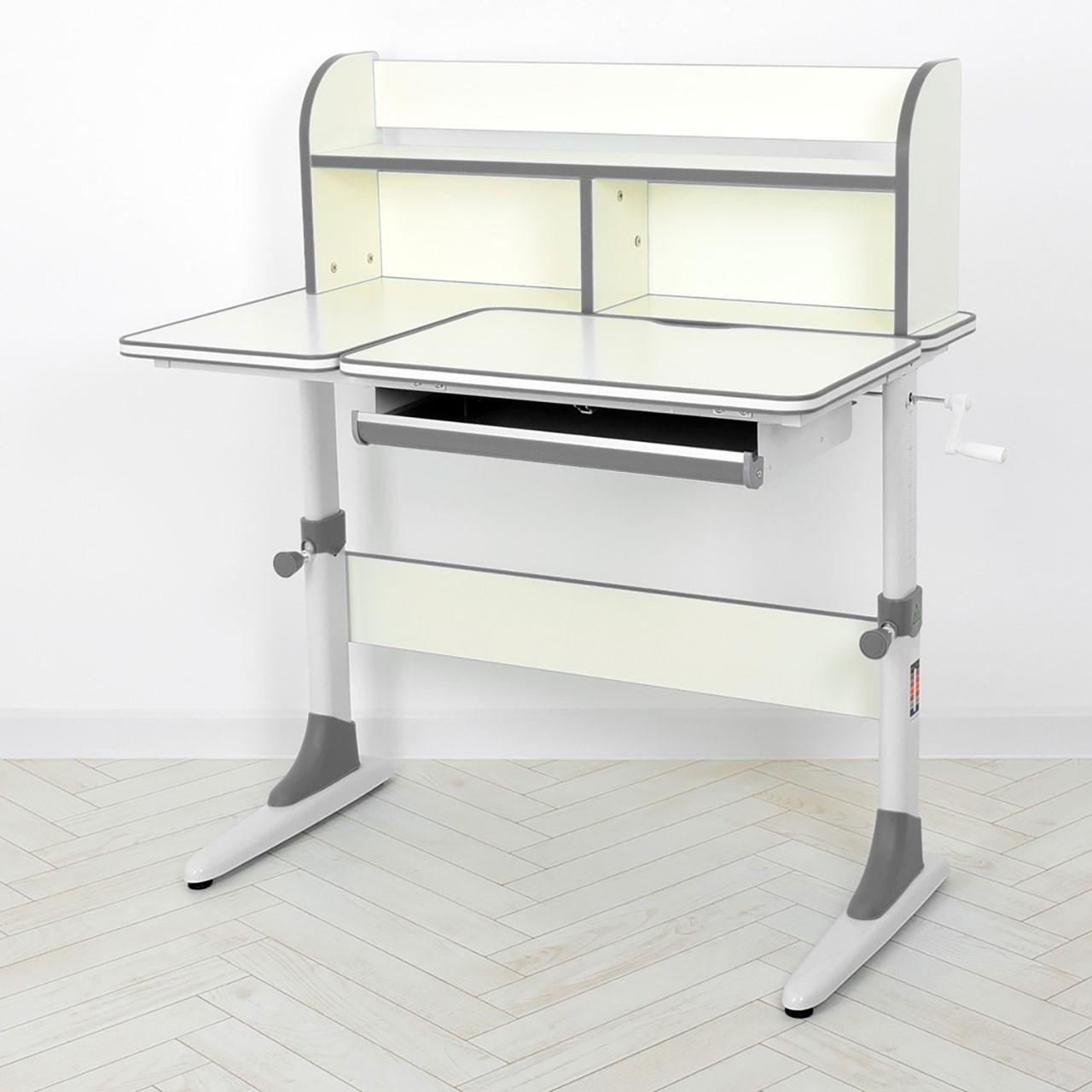 Парта з надбудовою та полицею знизу без стільця Біло-сірий (M 4804-11)