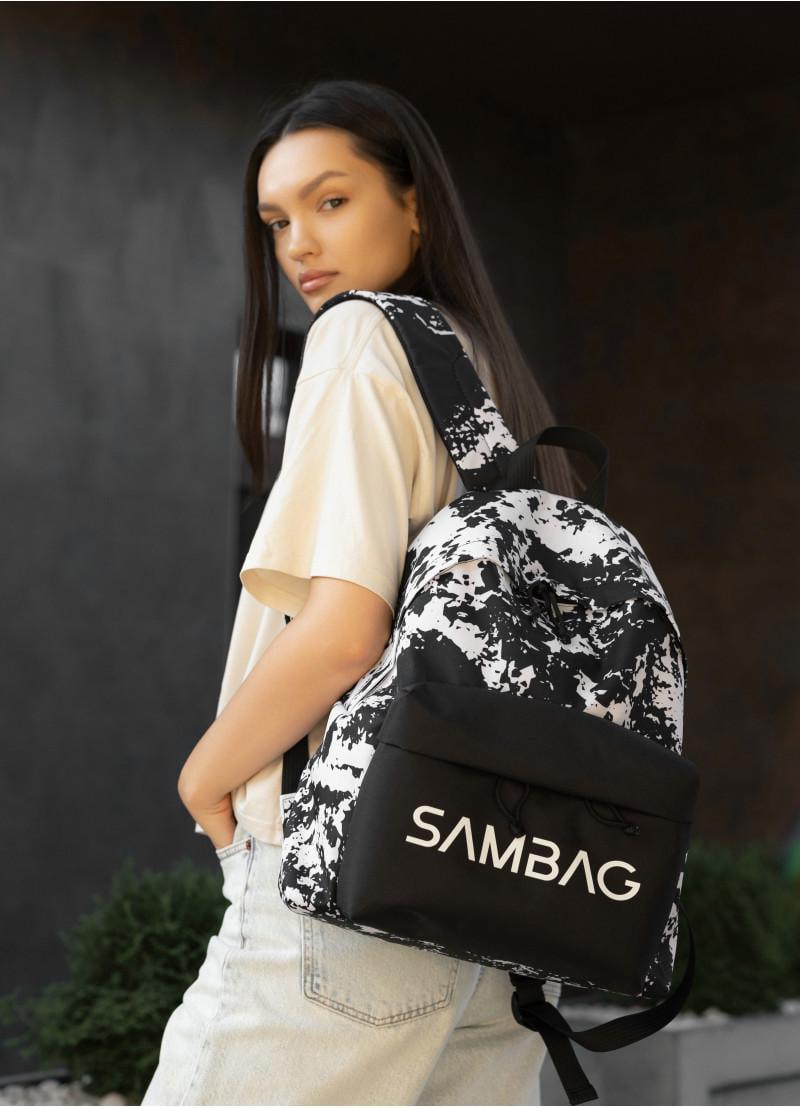 Рюкзак жіночий Sambag Active тканевий з принтом Split 40х33х14 см Чорний (11811145)