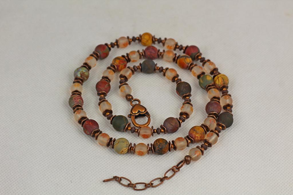 Бусы яшма Пикассо 69 см Золотистый (30138740)