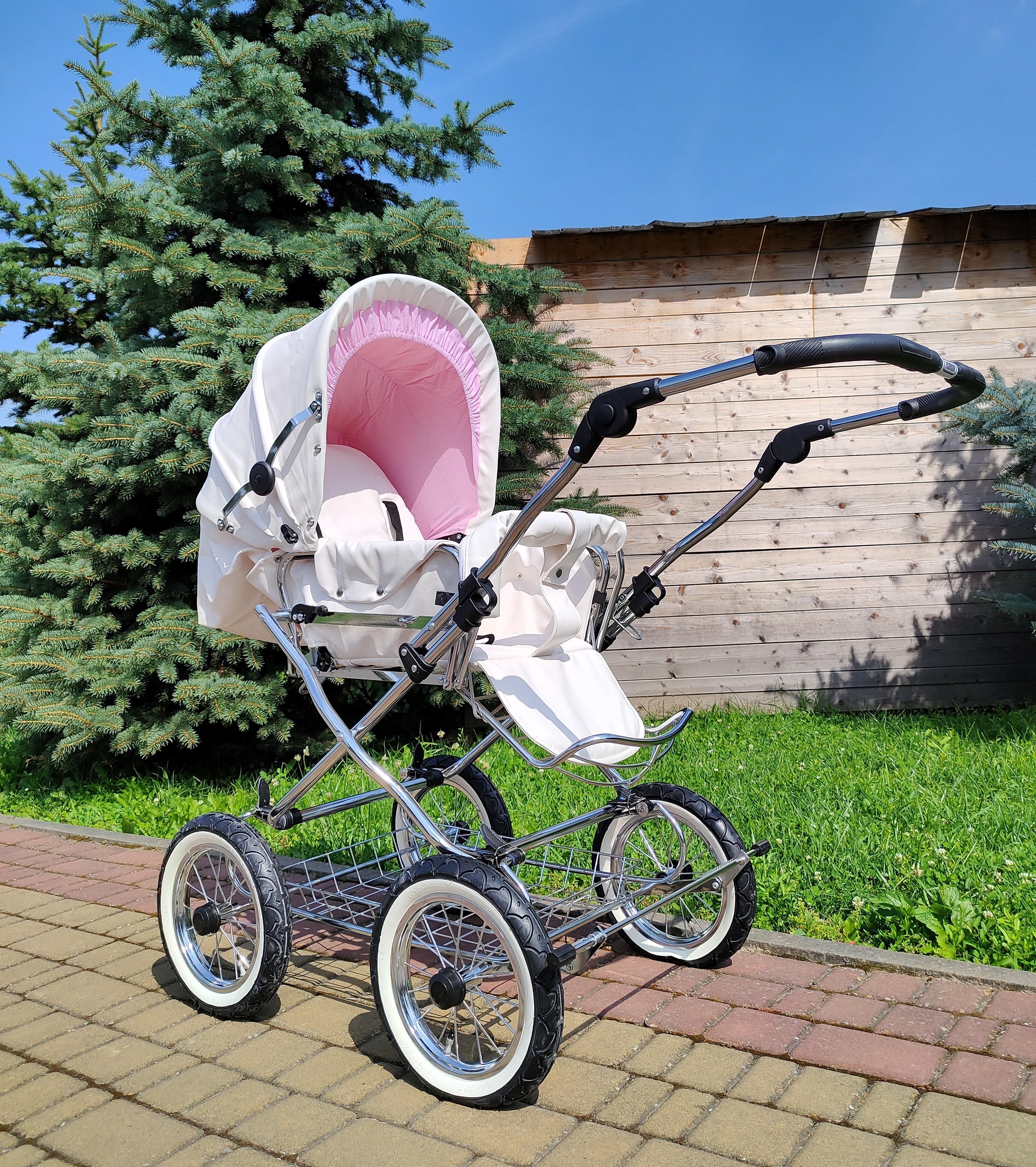 Коляска дитяча комбінована Eichhorn Combination Stroller Білий/Рожевий - фото 6