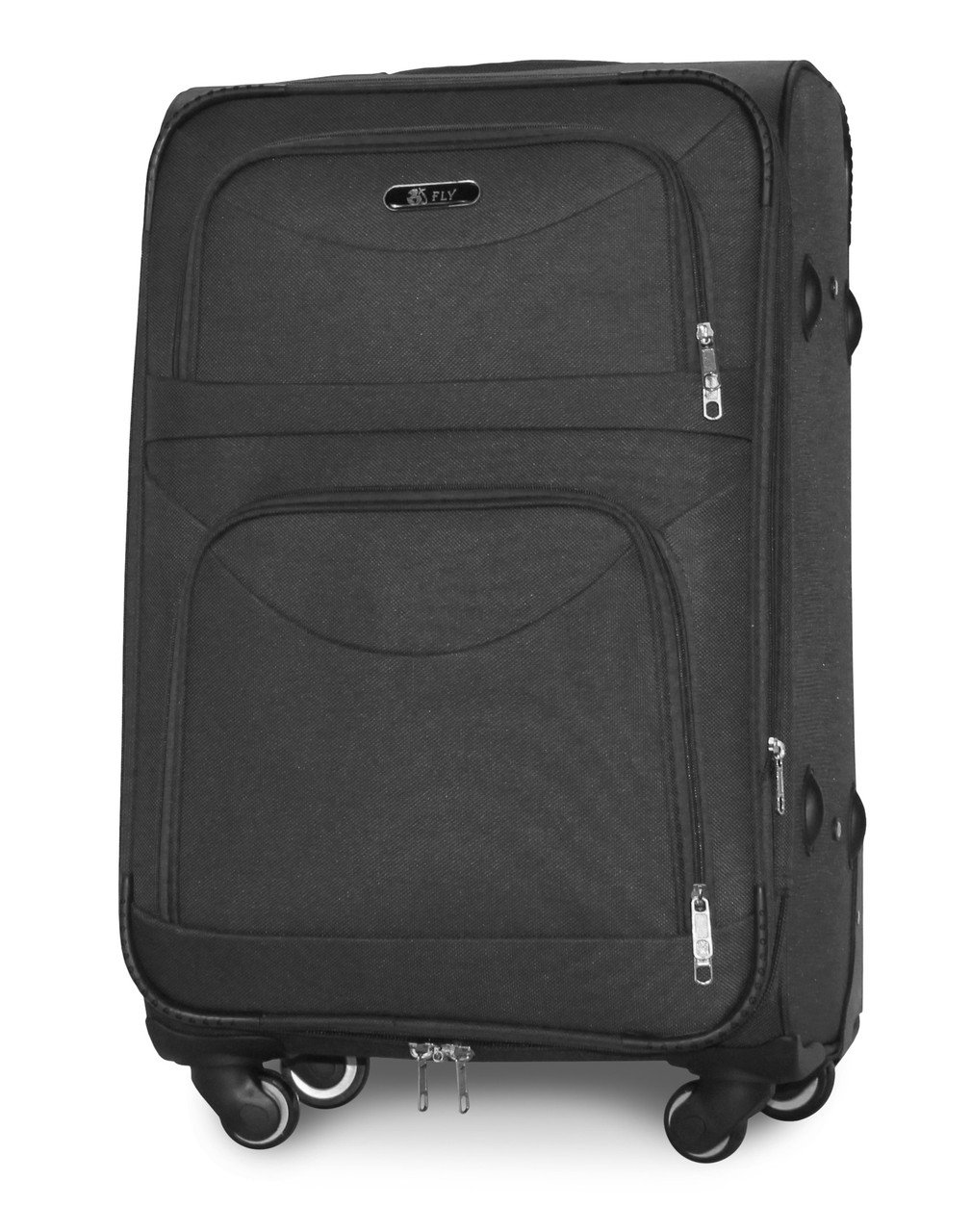 Чемодан тканевый Fly 6802 средний на 4 колесах 64х43х27 см 60 л Темно-серый