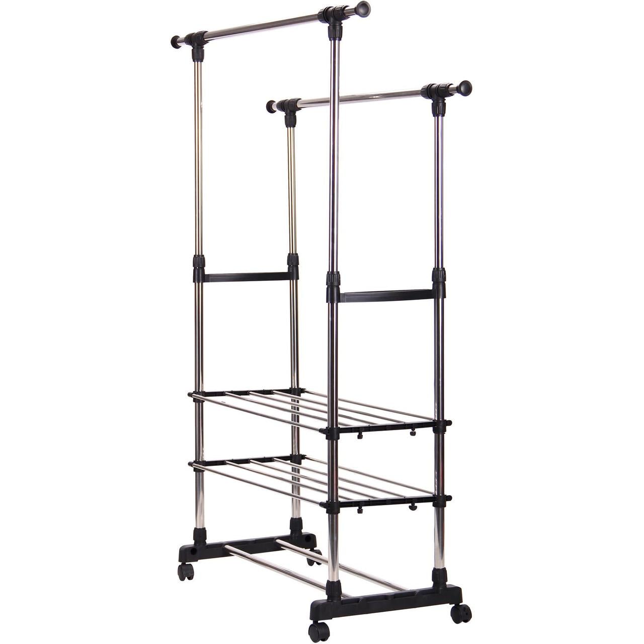 Вішалка-стійка для одягу Colgador Double-Pole з полицями 90x42x165 см Black (3_07938)