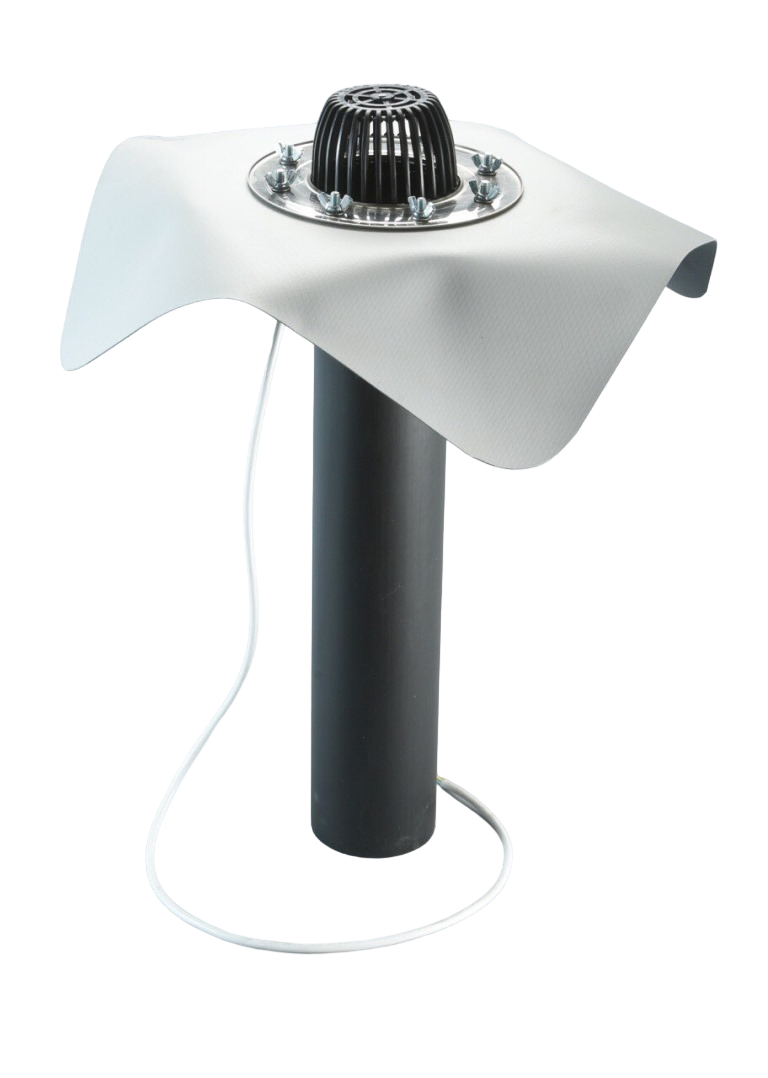 Кровельная воронка SGT НФ ТЕРМО с нержавеющим фланцем системой обогрева и фартуком ПВХ 110/600 мм (19266764)