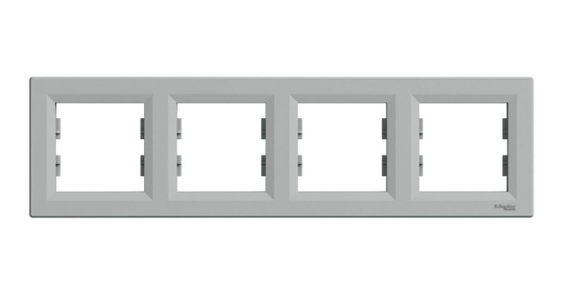 Рамка Schneider Electric Asfora ABS 4-местная горизонтальная Алюминий (EPH5800461)