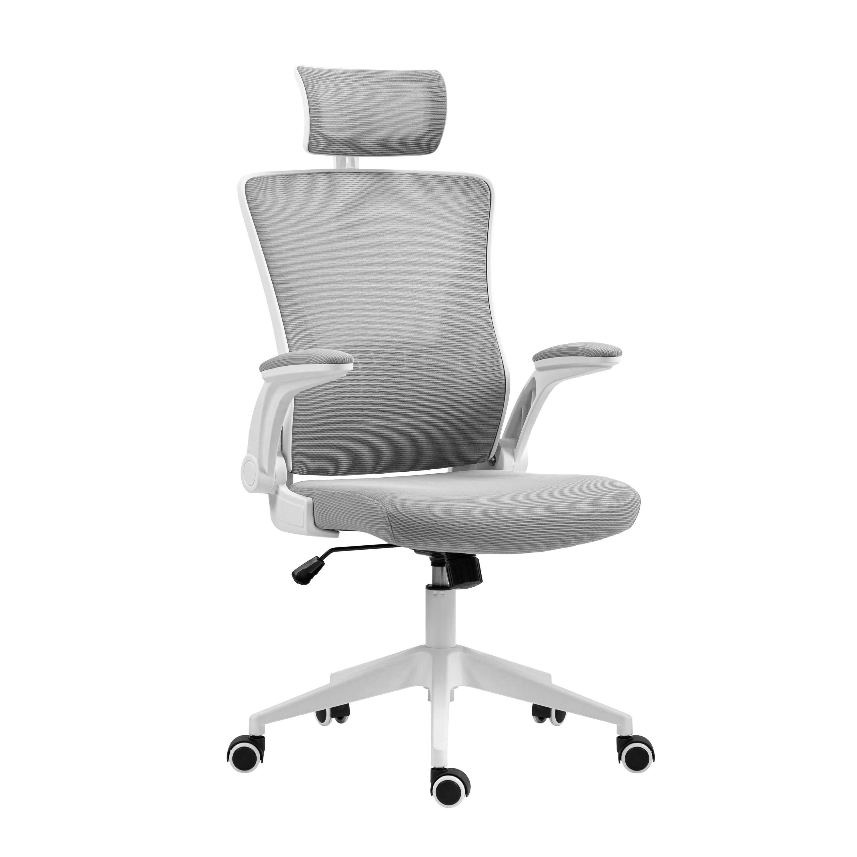 Офисное кресло 2E OFFICE OC130 с подголовником и откидными подлокотниками Серый (2E-OC130-GREY)
