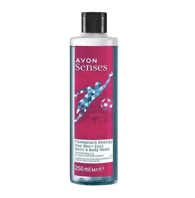 Гель для душа Avon Senses For Men 2в1 Champion's Energy 250 мл (12227)