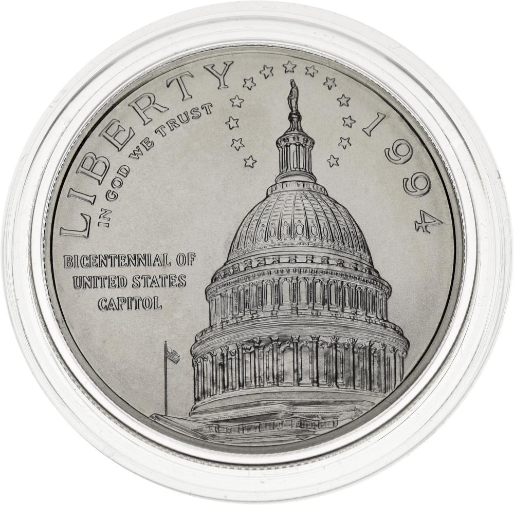 Колекційна монета США 1 долар 1994 Срібло D UNC Капітолій (KM#253)