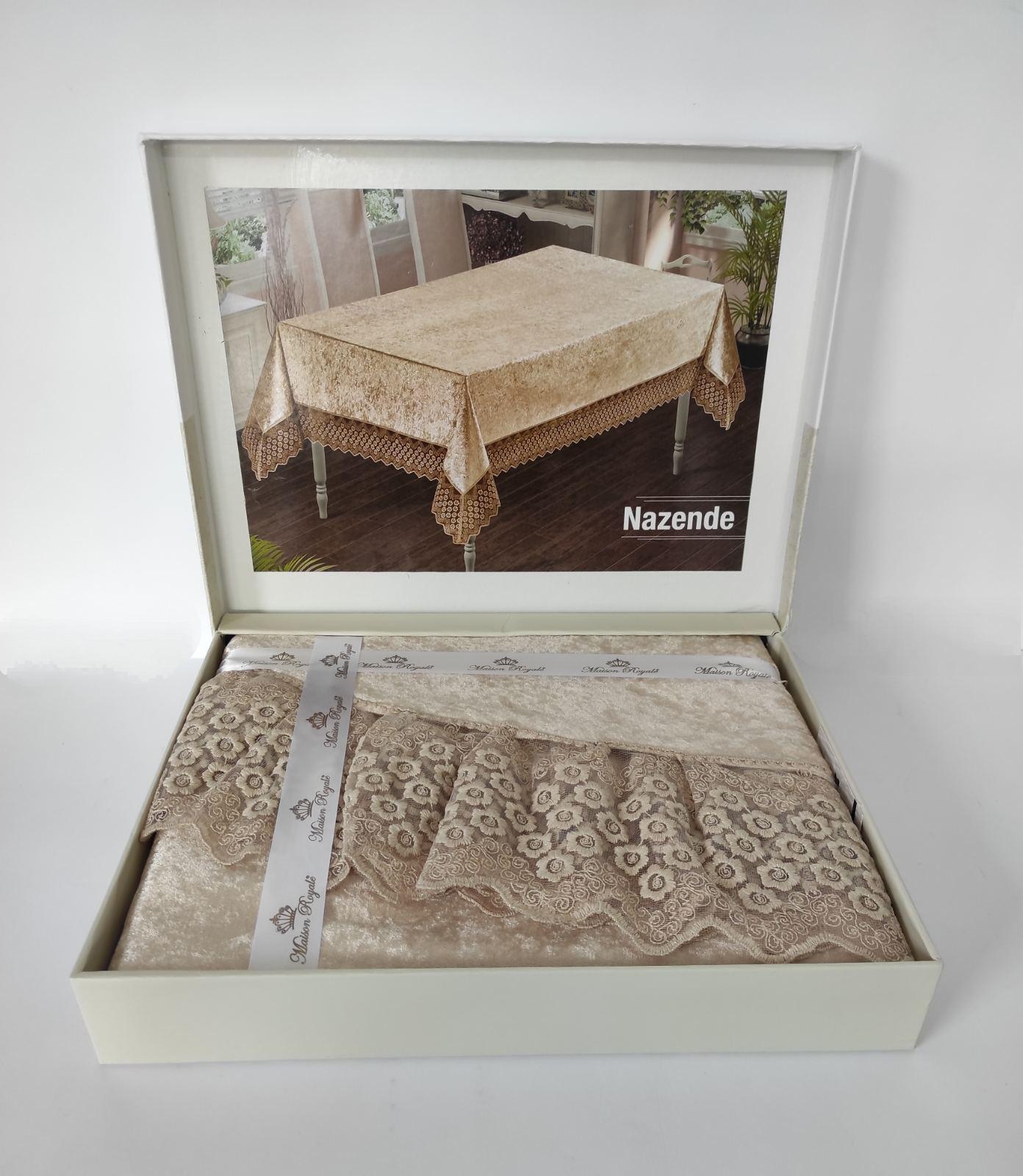 Скатертина велюрова Maison Royale 160x350 ovale Nazende Cappucino (CN9263)