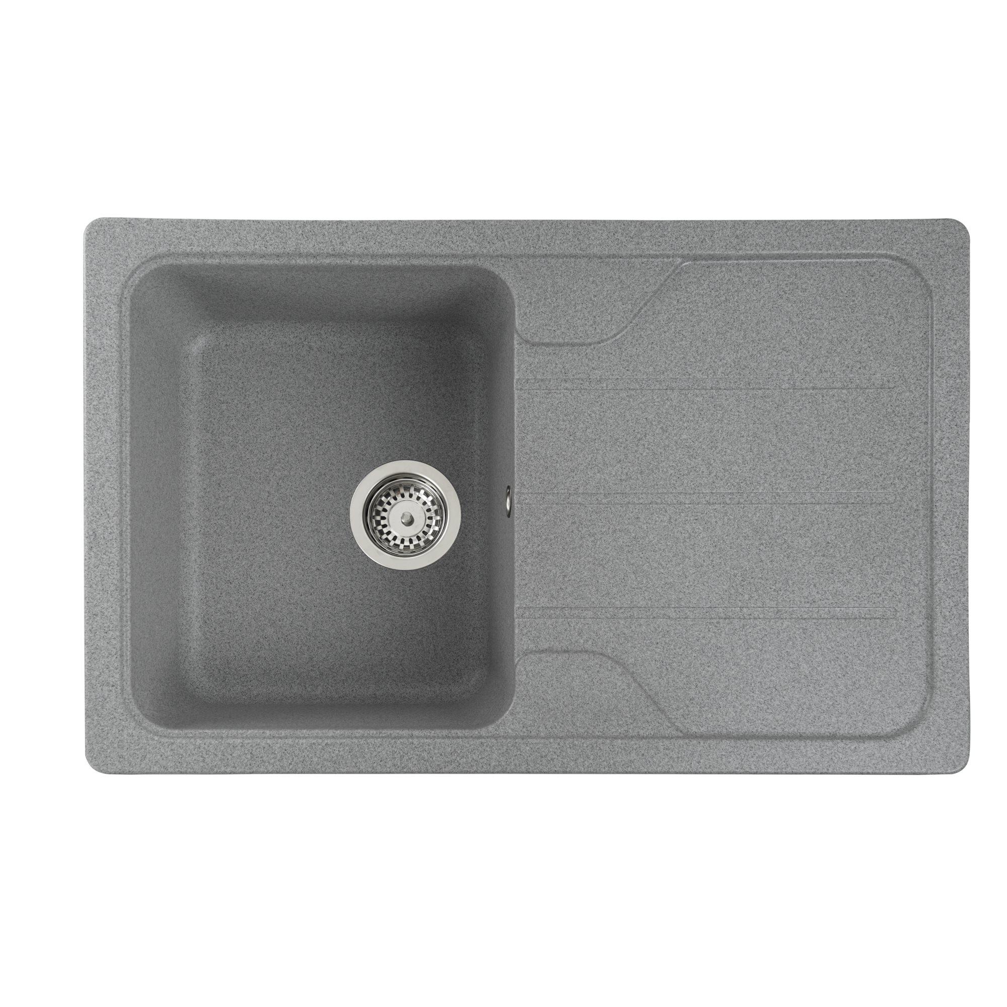 Мийка для кухні гранітна Platinum 7850 CAMELIA глянцева Сірий