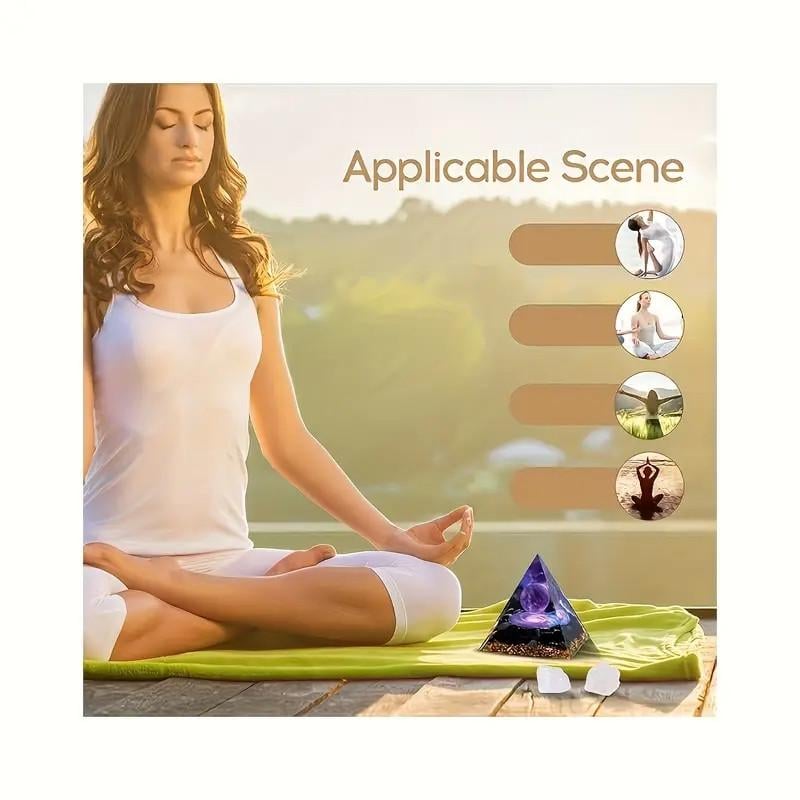 Піраміда Оргону з цілющими кристалами аметиста та золотим листям - фото 2 Піраміда Оргону з цілющими кристалами аметиста та золотим листям - фото 2