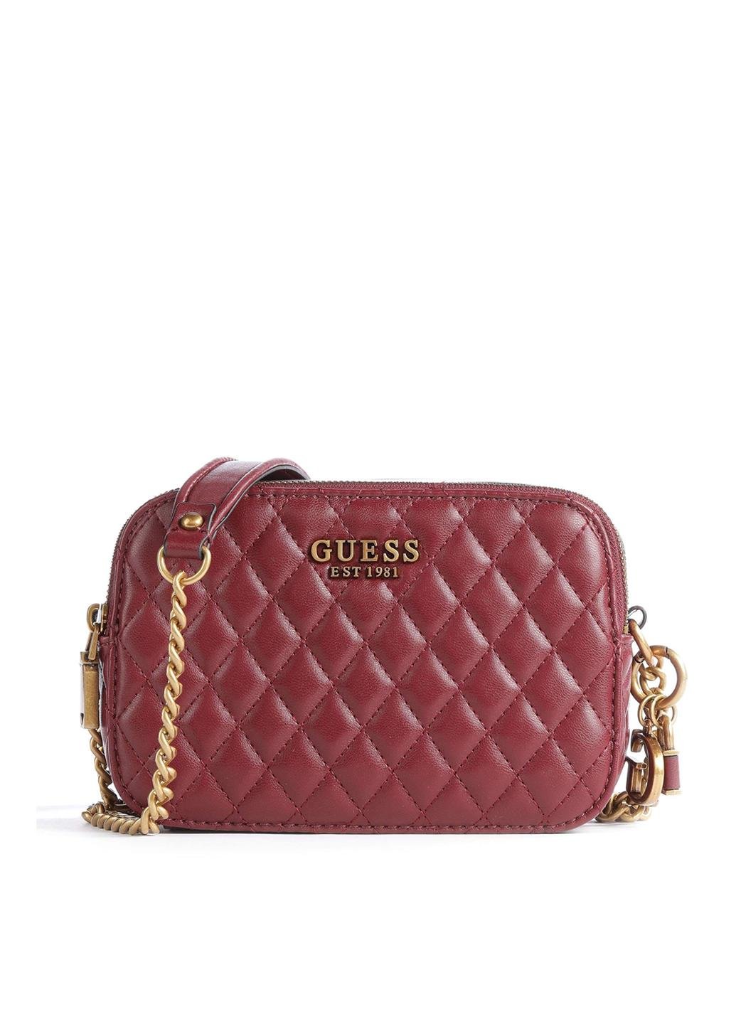 Сумка крос боді жіноча з еко шкіри Guess MAILA CAMERA BAG HWQB8661140-MER Бордовий