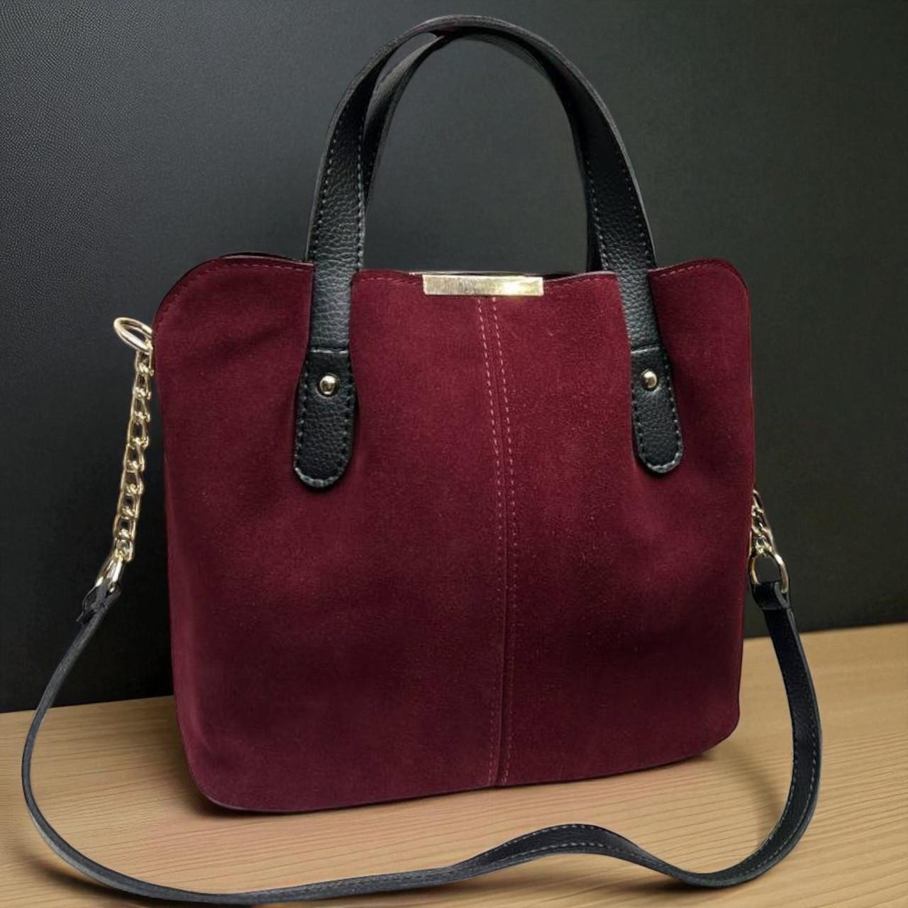Сумка стильная женская вместительная через плечо с плечевым ремнем Бордовый - фото 8 Сумка стильная женская вместительная через плечо с плечевым ремнем Бордовый - фото 8