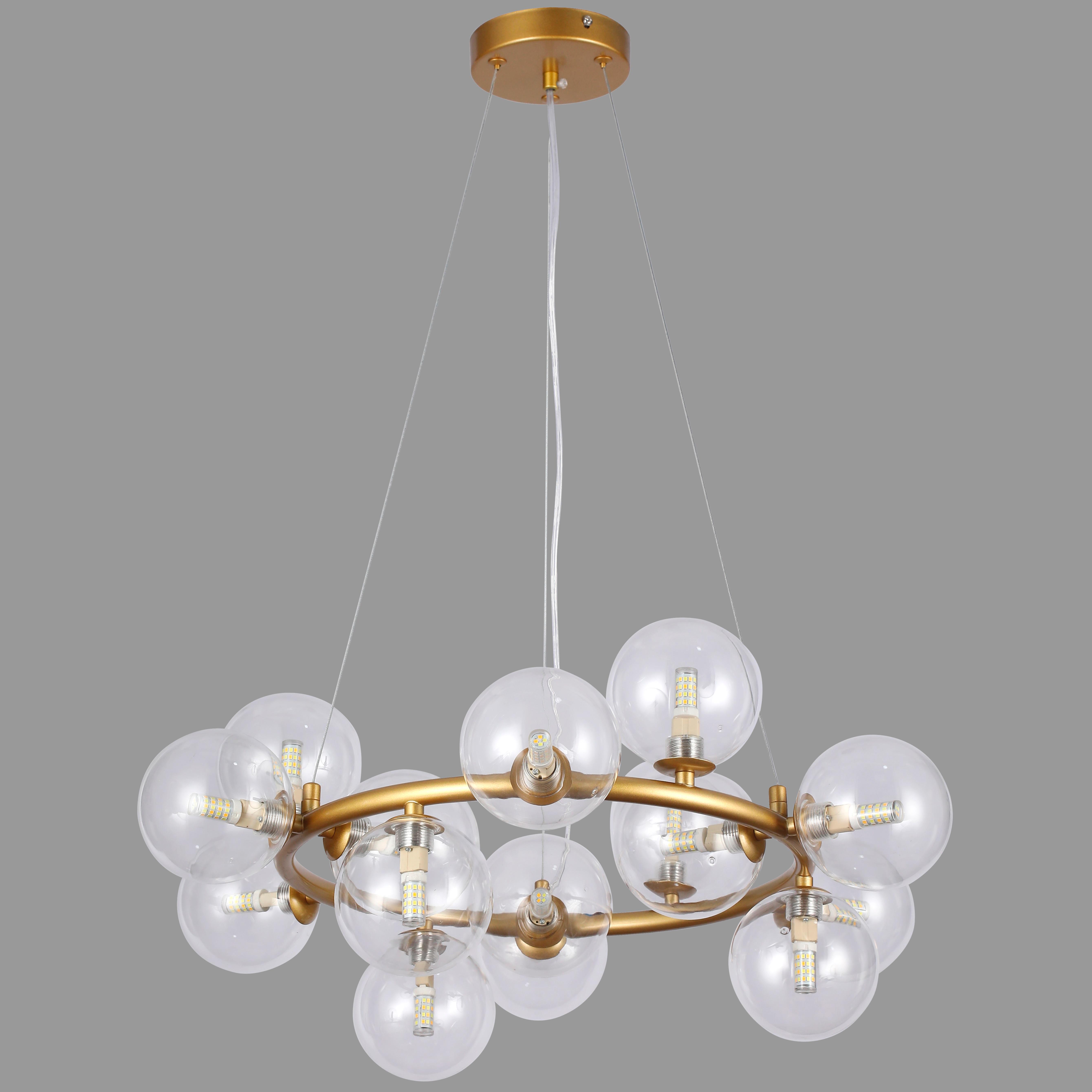 Люстра круглая на 15 ламп с прозрачными плафонами Бронзовый (84-1019-15 DDG+CL)