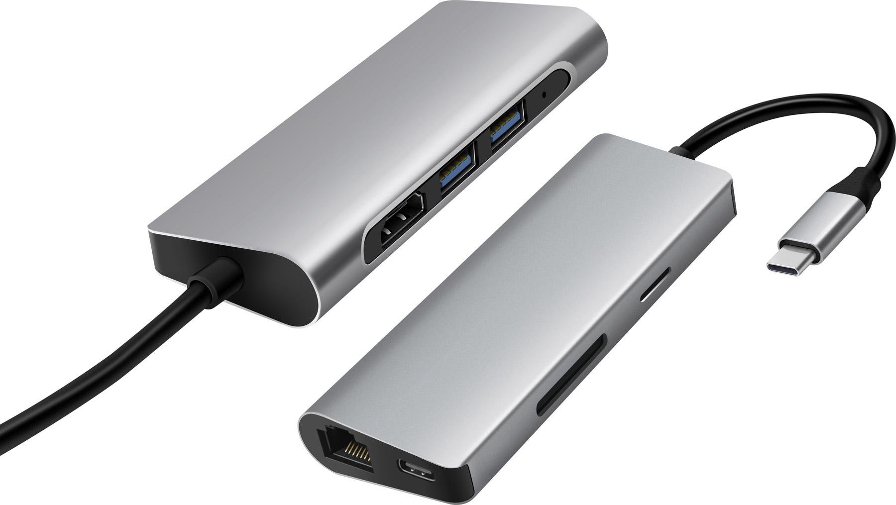 USB-хаб Prologix 7-in-1 Type-C to HDMI+2xUSB3,0+PD+Lan+TF+SD (PR-WUC-105B) - фото 3