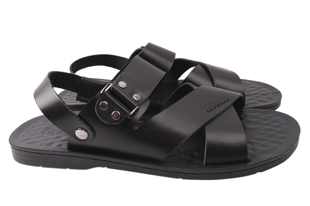 Босоножки мужские Tibet из кожи на низком ходу с открытой пятой р. 44 Черный (120-21LBC)