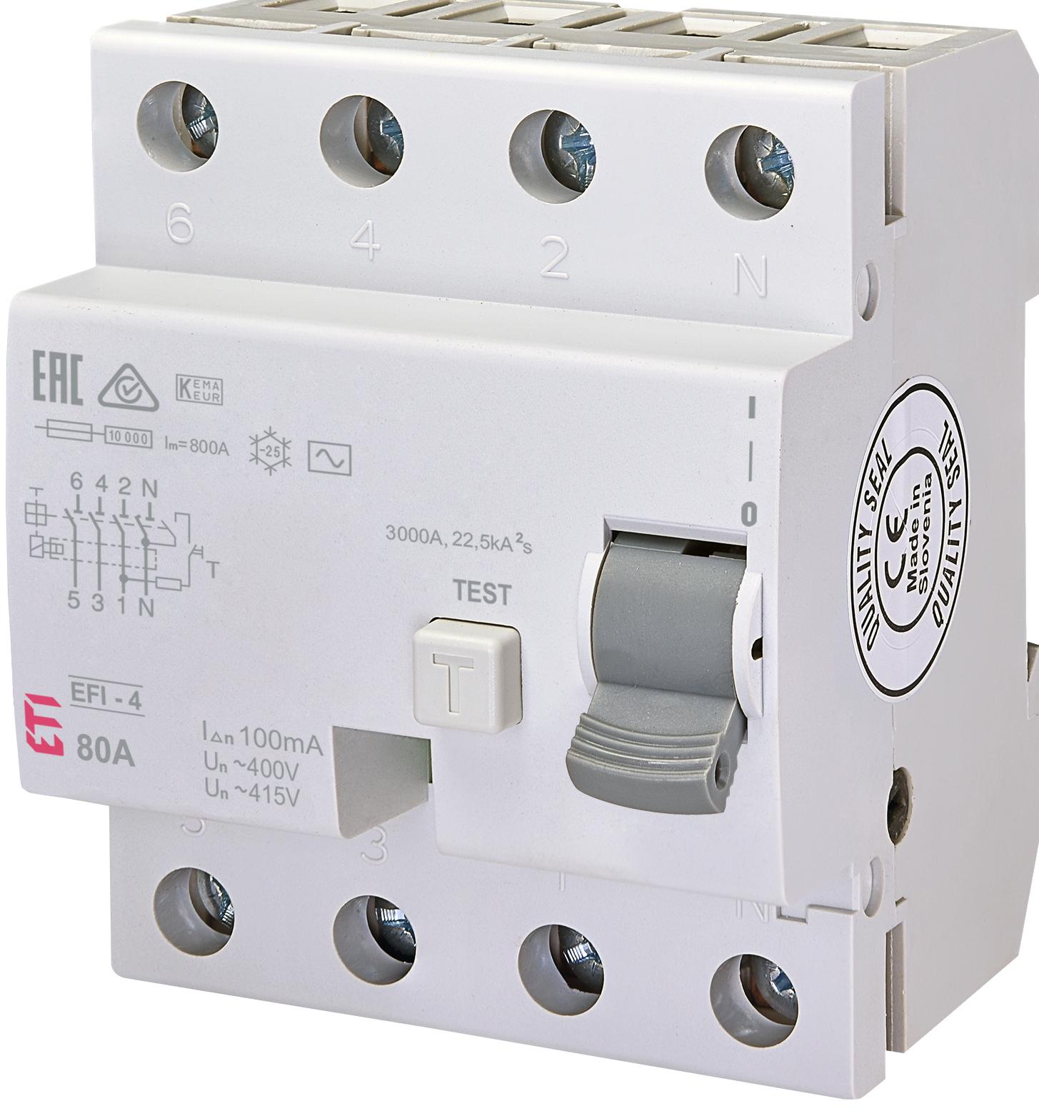 Реле диференційне ПЗВ EFI-4 80/0,1 тип AC 10 kA (2063145)