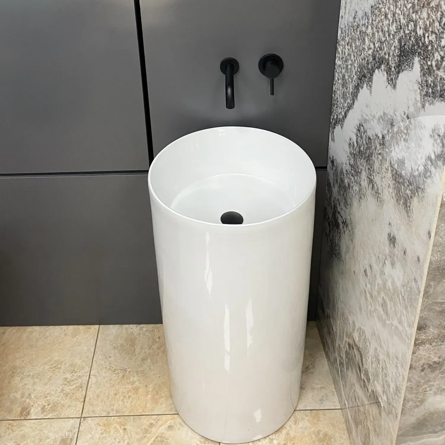 Умывальник напольный VBI Cirella 400х400 круглый без перелива Белый (VBI-019024)