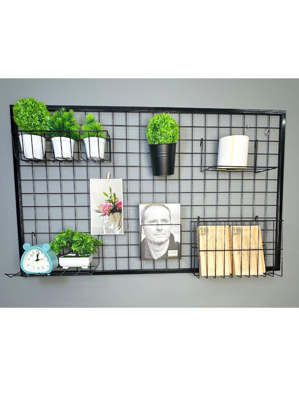 Панель з рамкою для декору кімнати/квітів/зберігання книг 100x60 см Чорний (88362м)