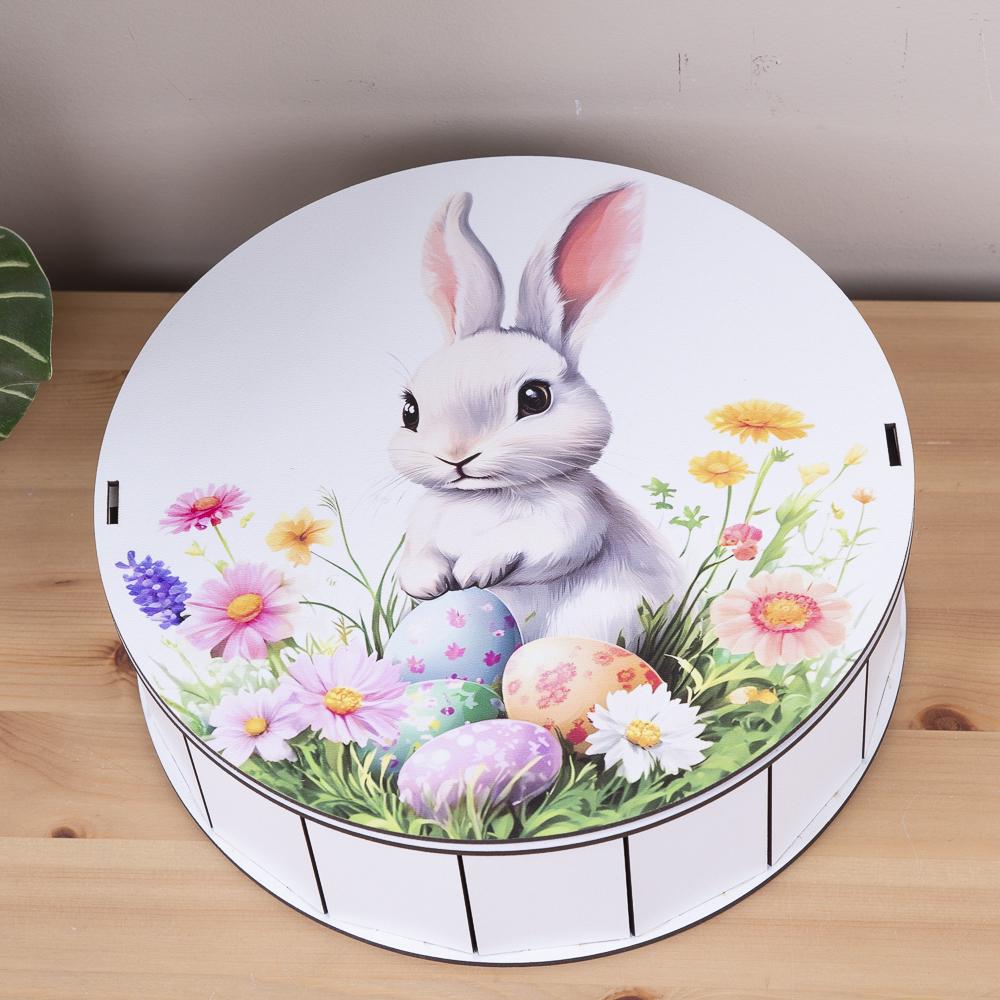 Коробка кругла зайчик у квітах (4233-45)