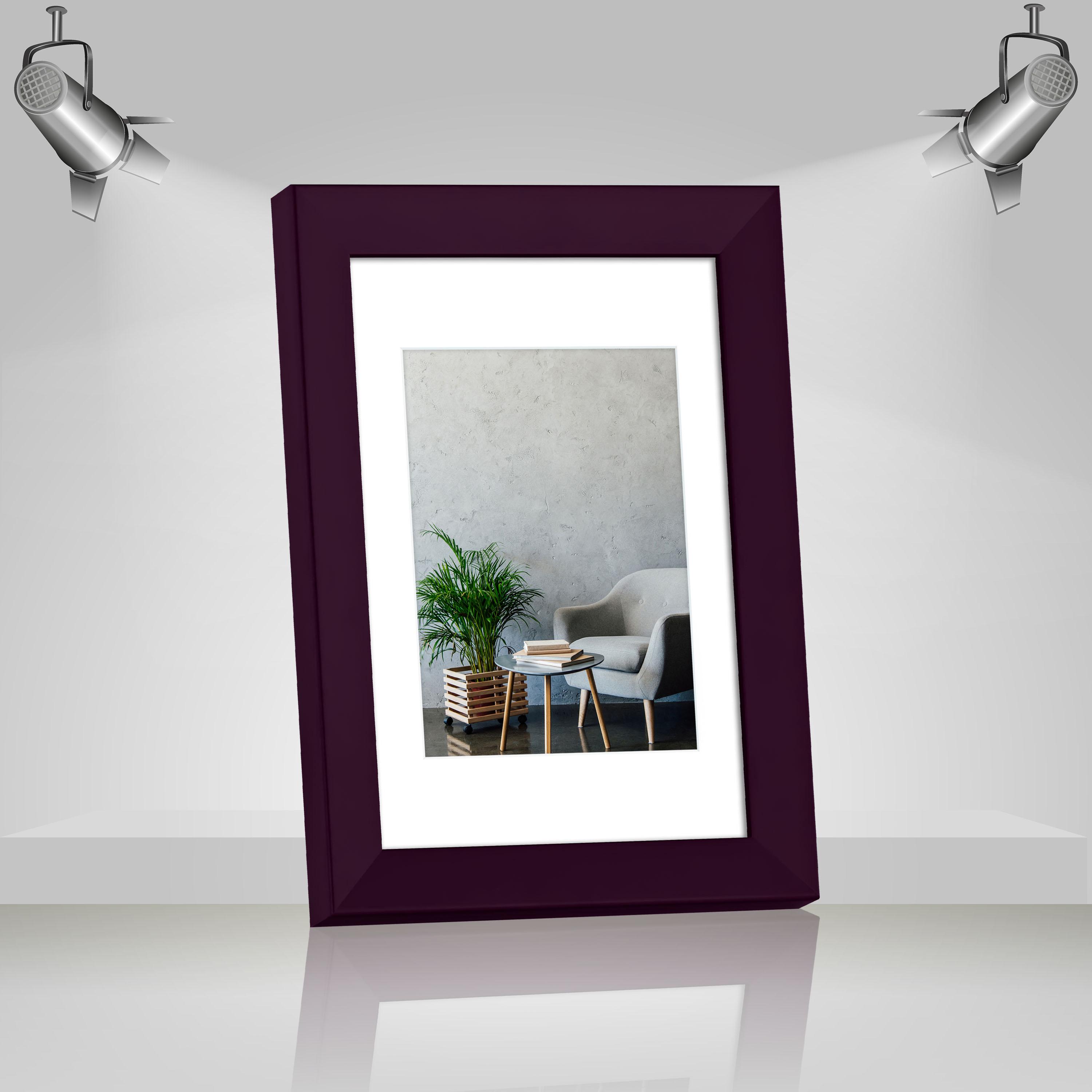 Фоторамка деревянная EmojiFrame 21х30 см А4 под фото 15х20 см AH3322-02 пластиковое стекло 0,8 мм паспарту Фиолетовый - фото 2