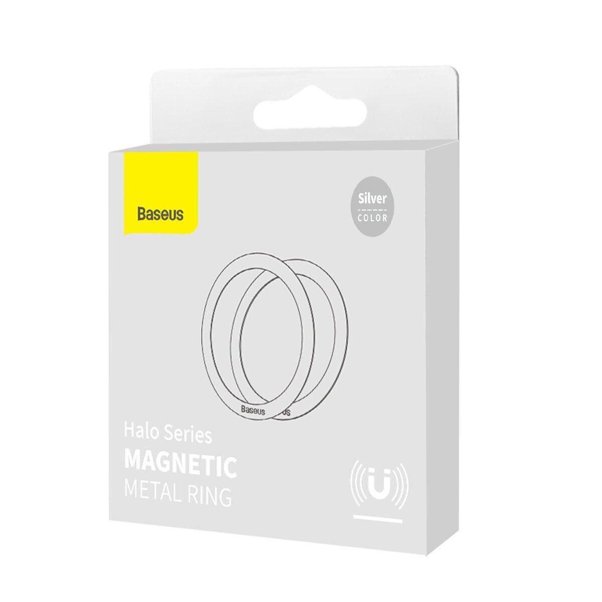 Пластина для MagSafe BASEUS Halo Series Magnetic Metal Ring PCCH000012 2 pcs/pack Silver - фото 3