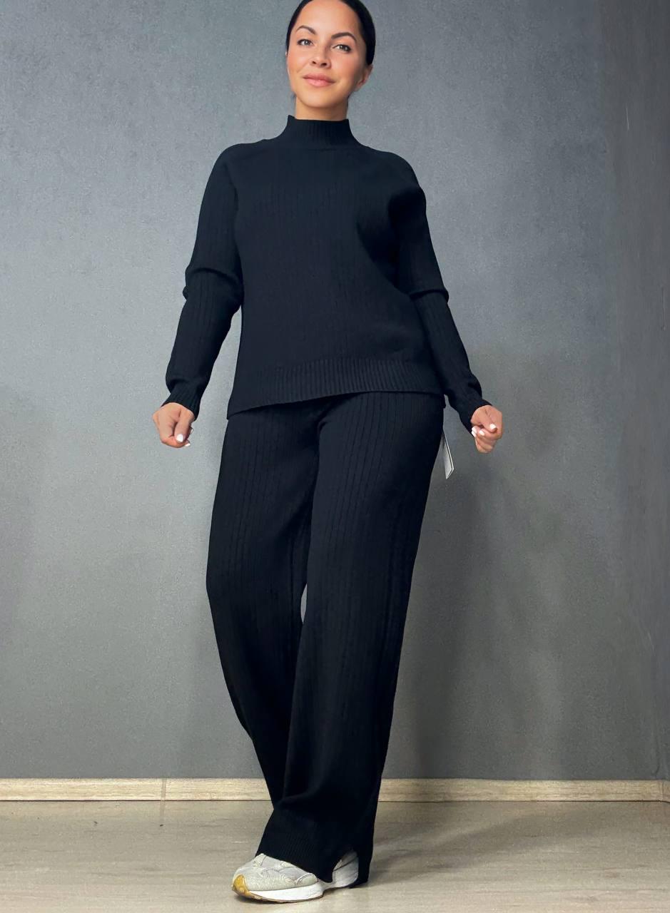 Костюм женский ACCORDDREAM 8703-28108 свитер с брюками в рубчик вязаный OS Черный (2959) - фото 4 Костюм женский ACCORDDREAM 8703-28108 свитер с брюками в рубчик вязаный OS Черный (2959) - фото 4