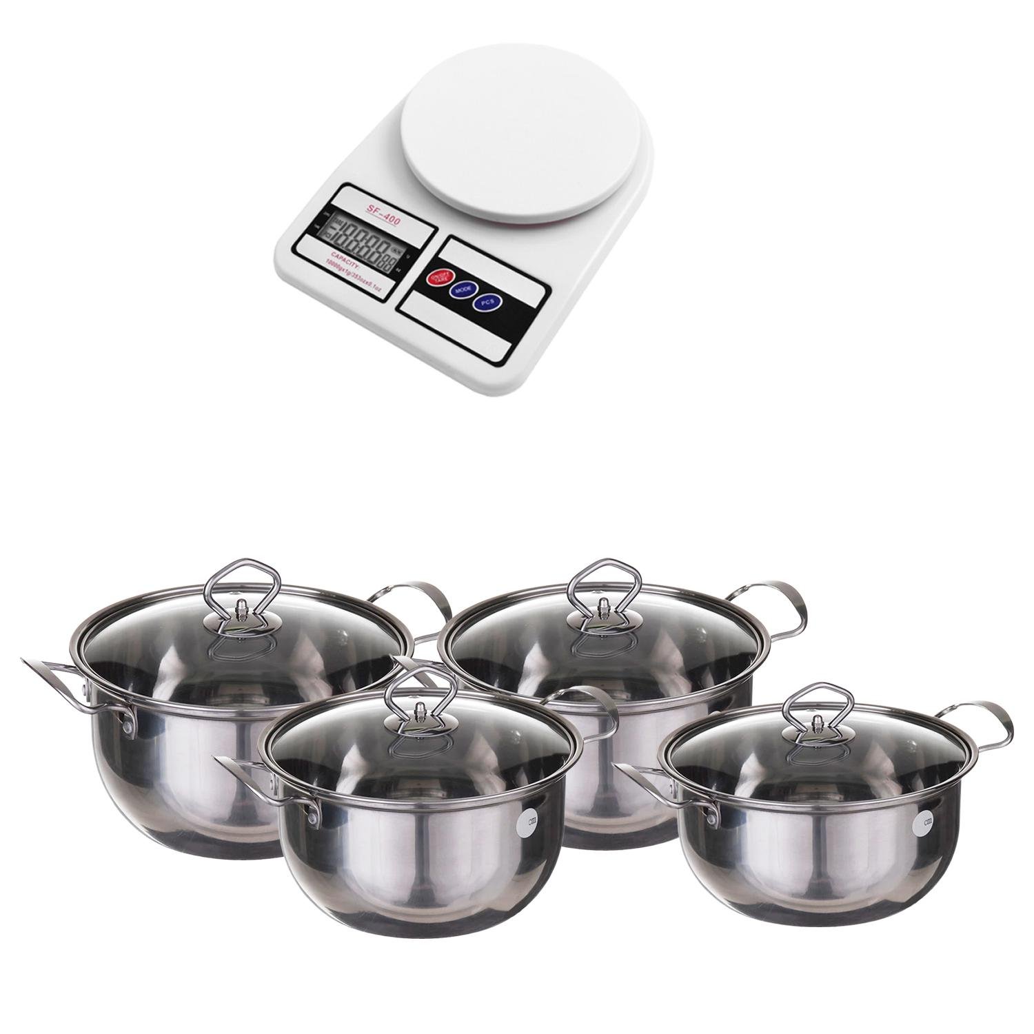 Набор кастрюль с крышками Grandhoff GF3558 4 шт. и весы SF400 7 кг (43c3b1cd) Набор кастрюль с крышками Grandhoff GF3558 4 шт. и весы SF400 7 кг (43c3b1cd)