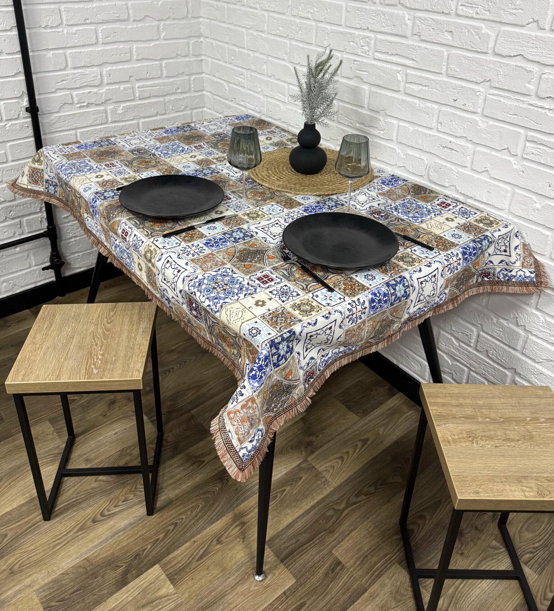 Скатерть Comfort Home Spanish tiles водоотталкивающая с тефлоновым покрытием и кантом 140x180 см