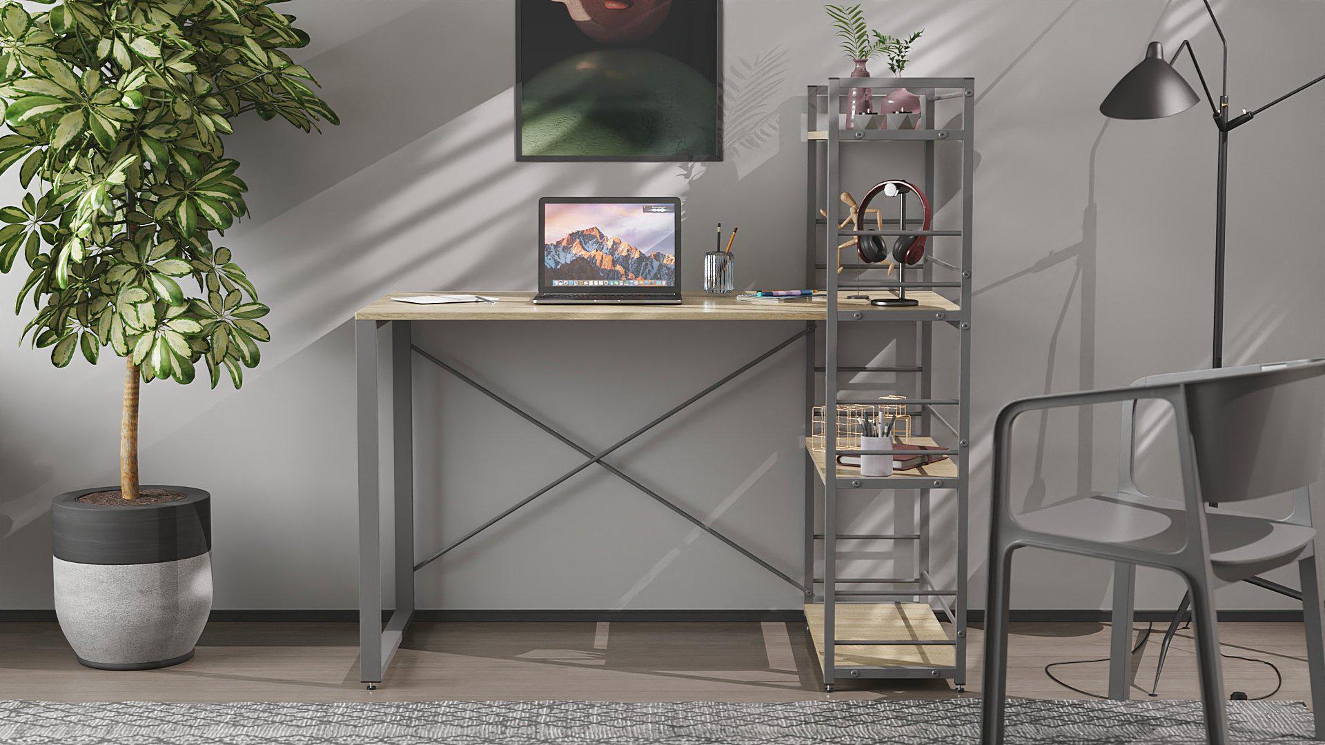 Письменный стол Ferrum-decor Konekt с этажеркой металл/ДСП 16 мм Серый/Дуб Сонома (FRD-104233) - фото 5