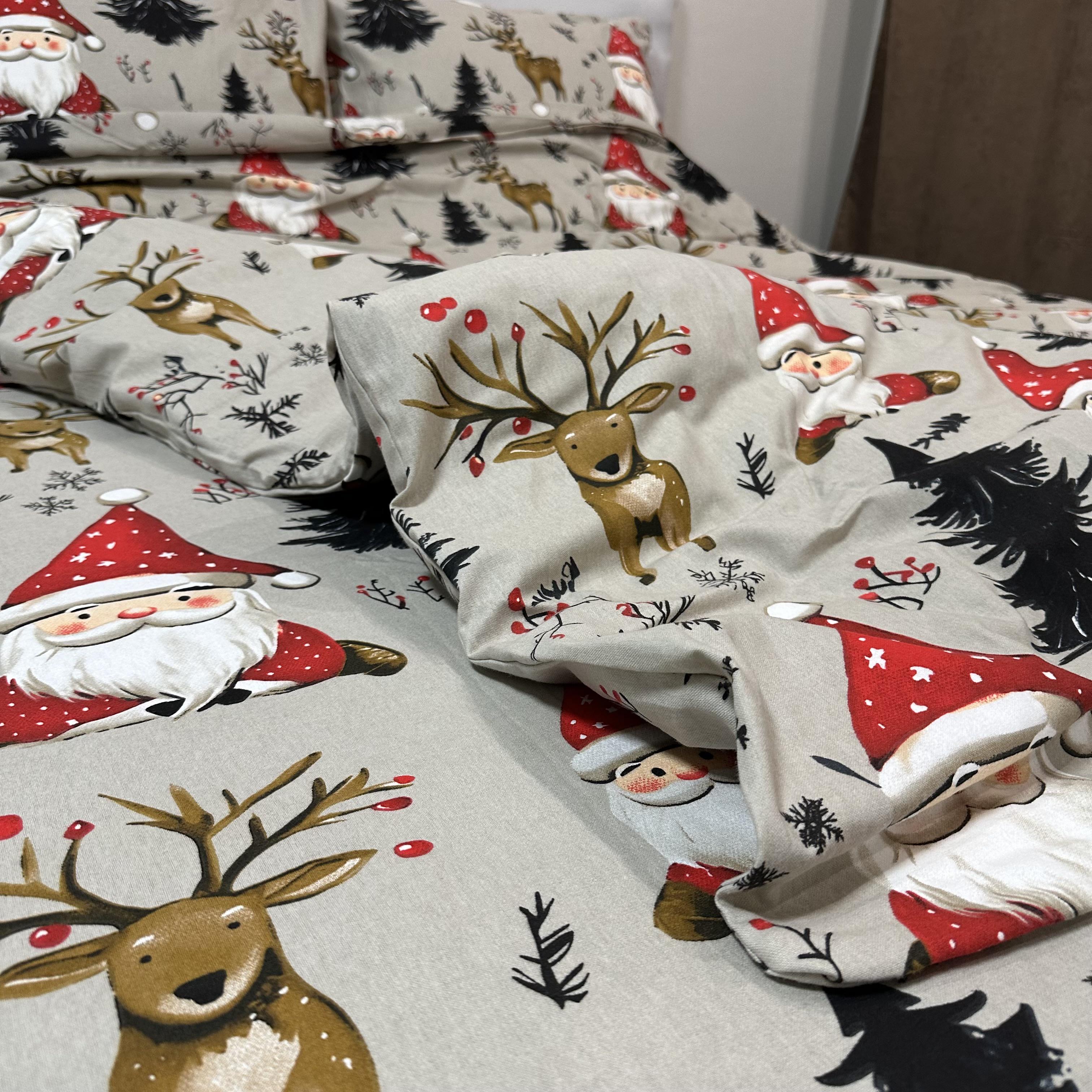 Комплект постільної білизни байкова Зимовий євро Сірий (байка 11-3) - фото 4 Комплект постільної білизни байкова Зимовий євро Сірий (байка 11-3) - фото 4