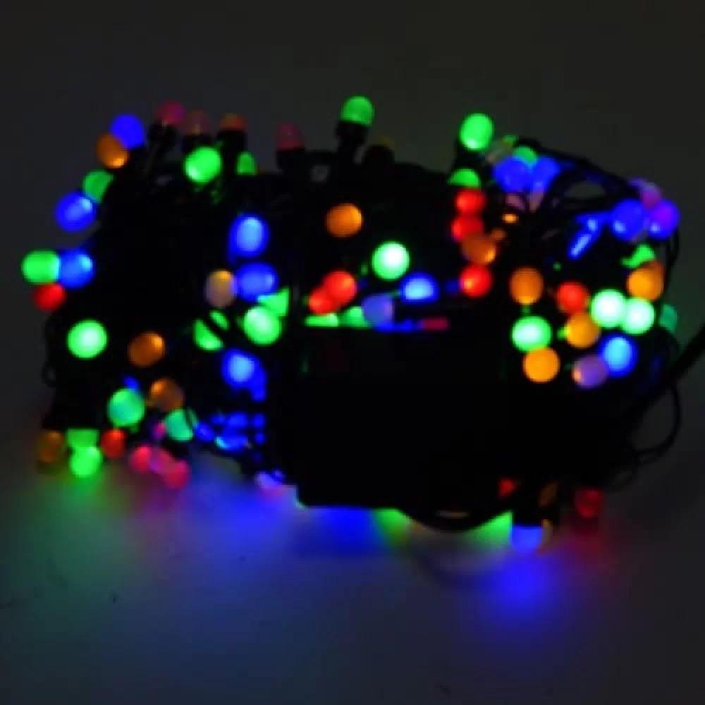 Гирлянда нить перламутр LED 200 Мультицвет черный провод 10207