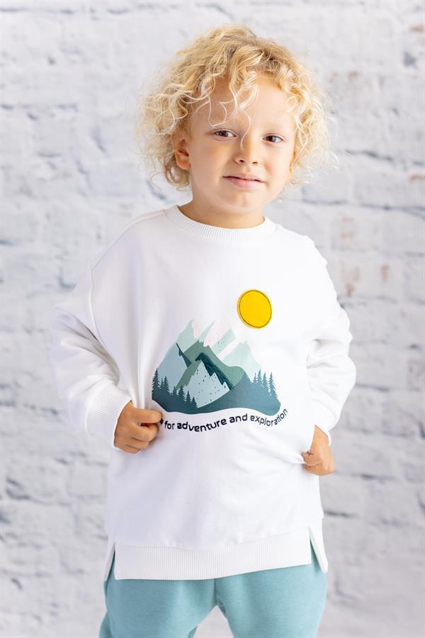 Свитшот для мальчика Zeyland с вышивкой и принтом 7-8 лет 128 см Белый (8683169134131)