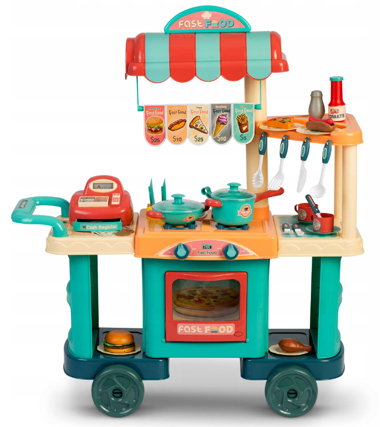Кухня игровая детская на колесах Ricokids с набором аксессуаров пластиковая 90x79x26 см (773000)