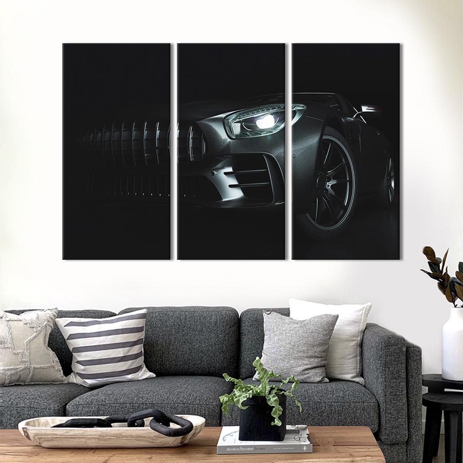 Картина на холсте триптих Утонченный автомобиль 128x81 см (1368-31)