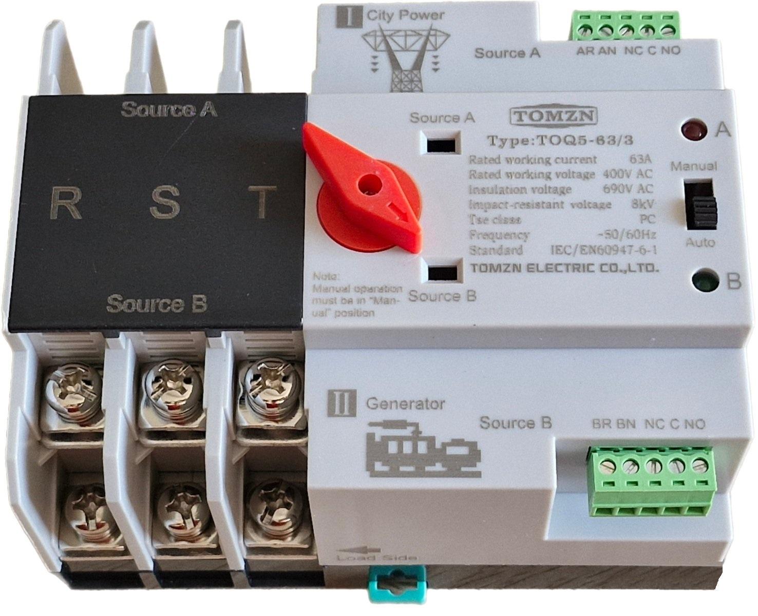 Автомат введення резерву TOMZN TOQ5-100/3 трифазний 3P триполюсний АВР автоматичний перемикач (101658514)