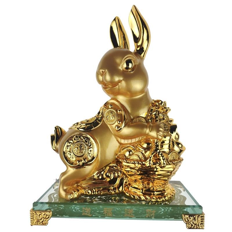 Статуэтка Кролик на стеклянной подставке высота 21 см Золотистый (C3009) Статуэтка Кролик на стеклянной подставке высота 21 см Золотистый (C3009)