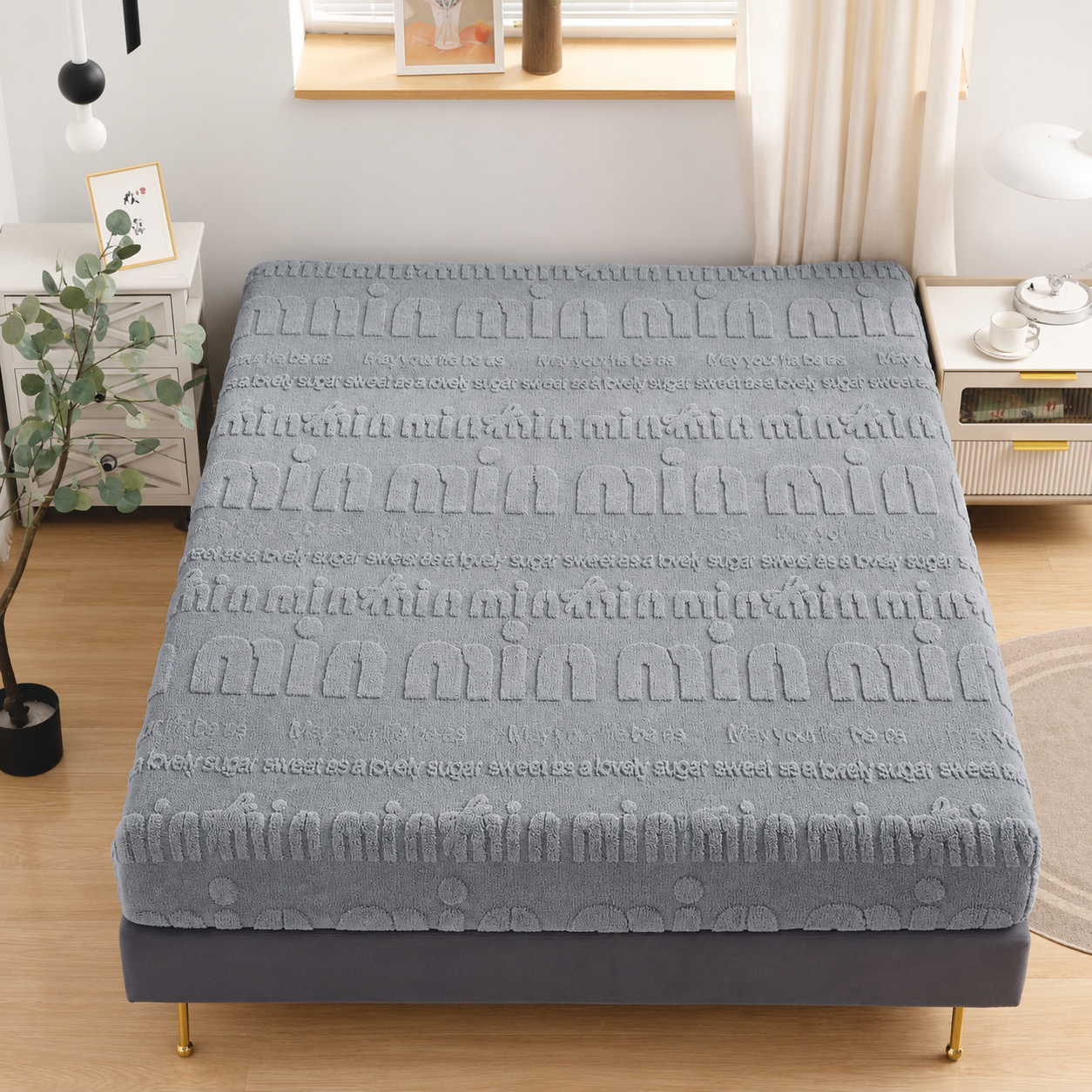 Простыня на резинке Malloory Home махровая рельефная 160х200 см + 25 см Серый (38064369)