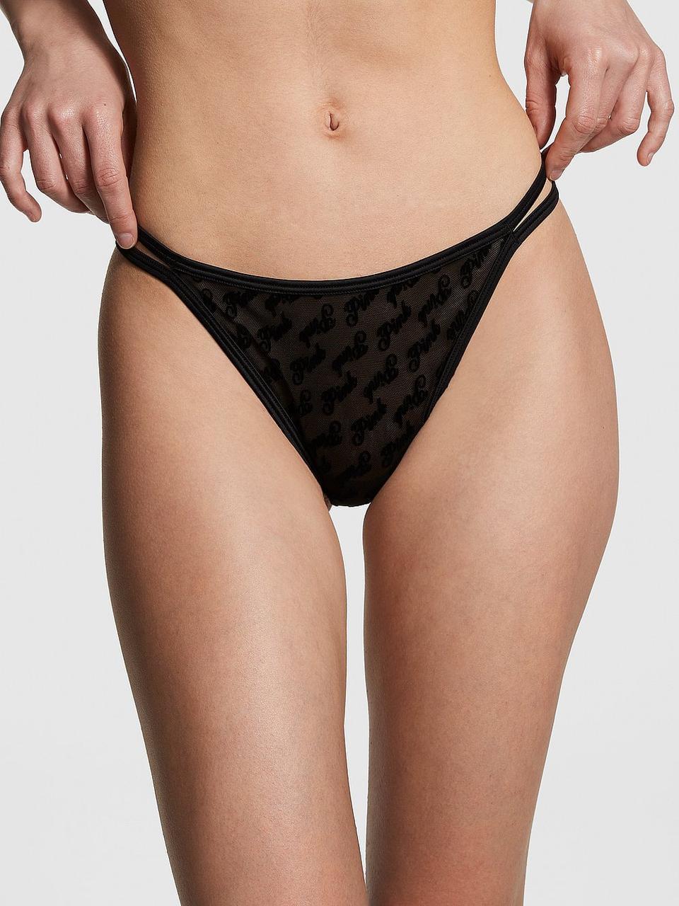 Трусики стринги Victoria's Secret Logo mesh M Черный (34312955164334)