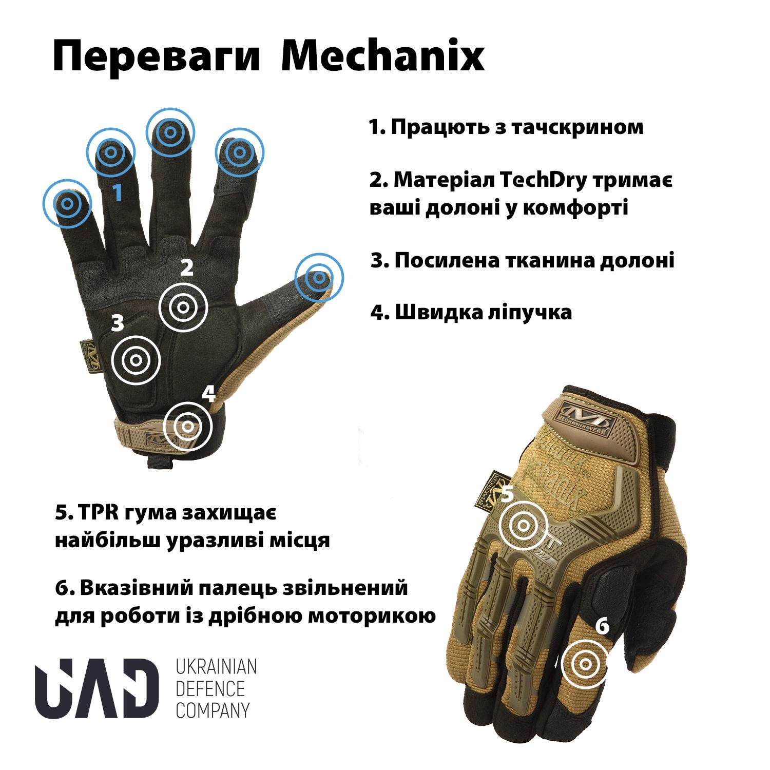 Перчатки военные M-PACT Mechanix UAD Койот (UAD0020XL) - фото 4