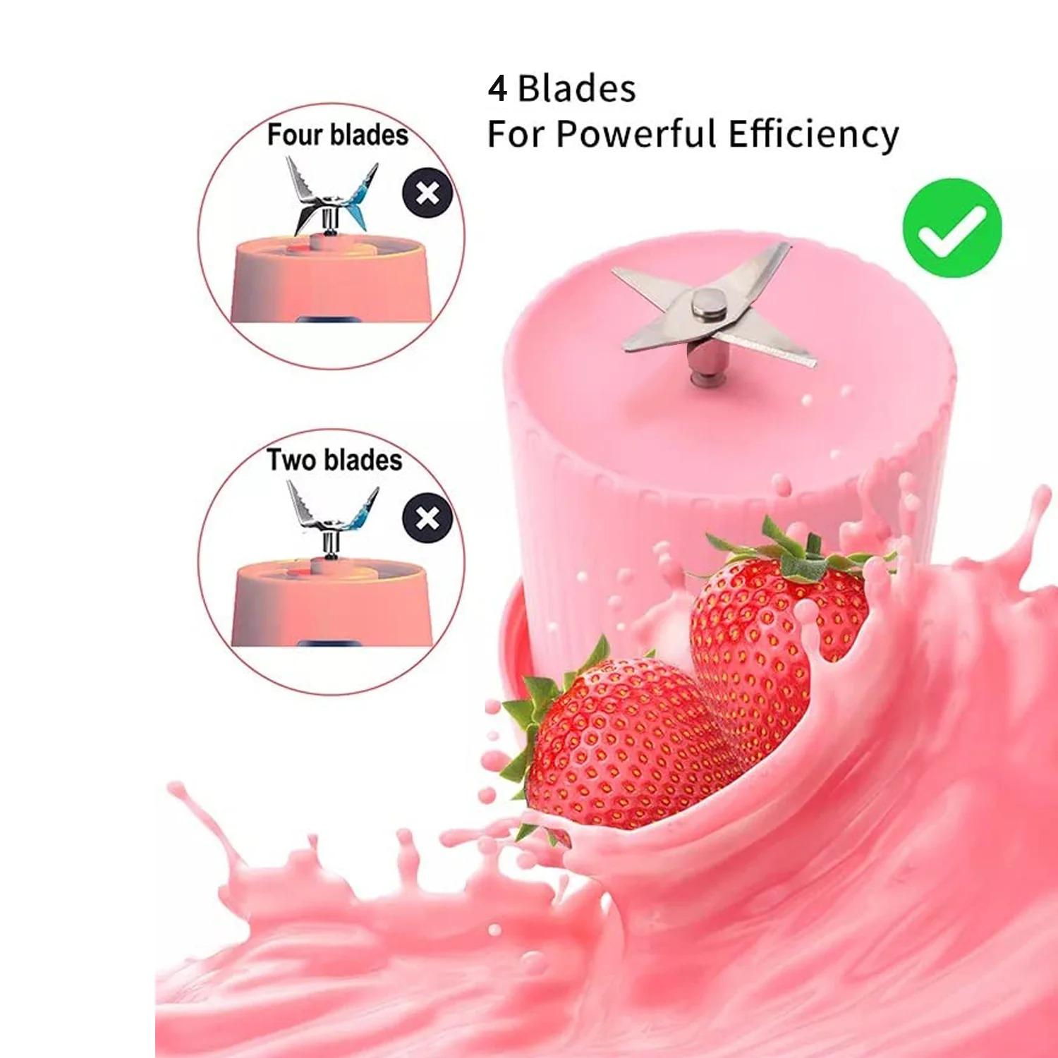 Блендер акумуляторний Fresh Juice 380 мл 1200 мАч Pink - фото 2