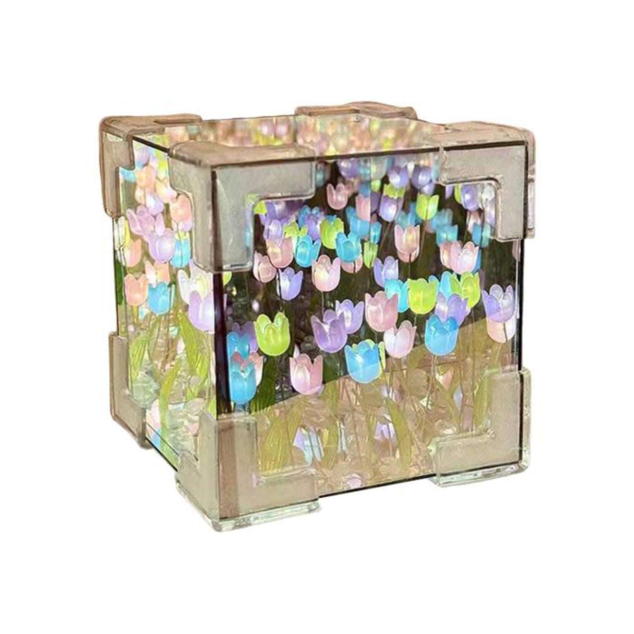 Нічник світлодіодний Куб з тюльпанами 10х10 см набір для творчості Зроби сам Різнокольоровий (b9921d0c)