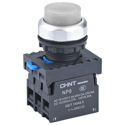 Кнопка керування CHINT NP8-11GND/1 1NO+1NC 22 мм LED 230V IP65 Зелений (667331)
