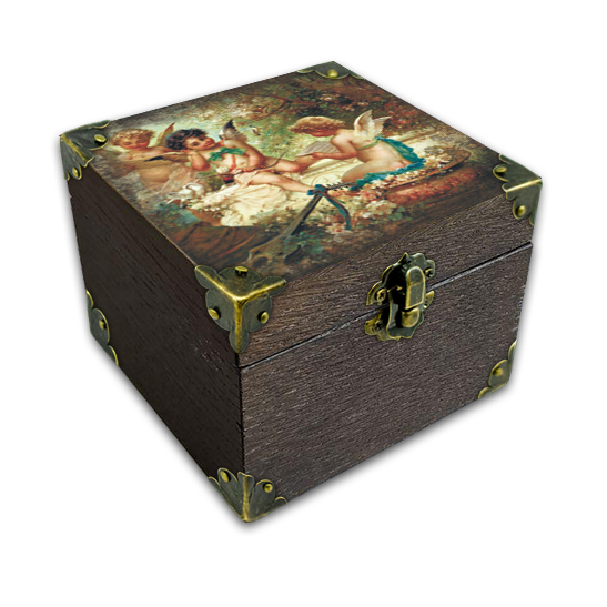 Шкатулка деревянная-эко Прованс Ангелочки 10х10 см Коричневый (пршк07кф10х10)