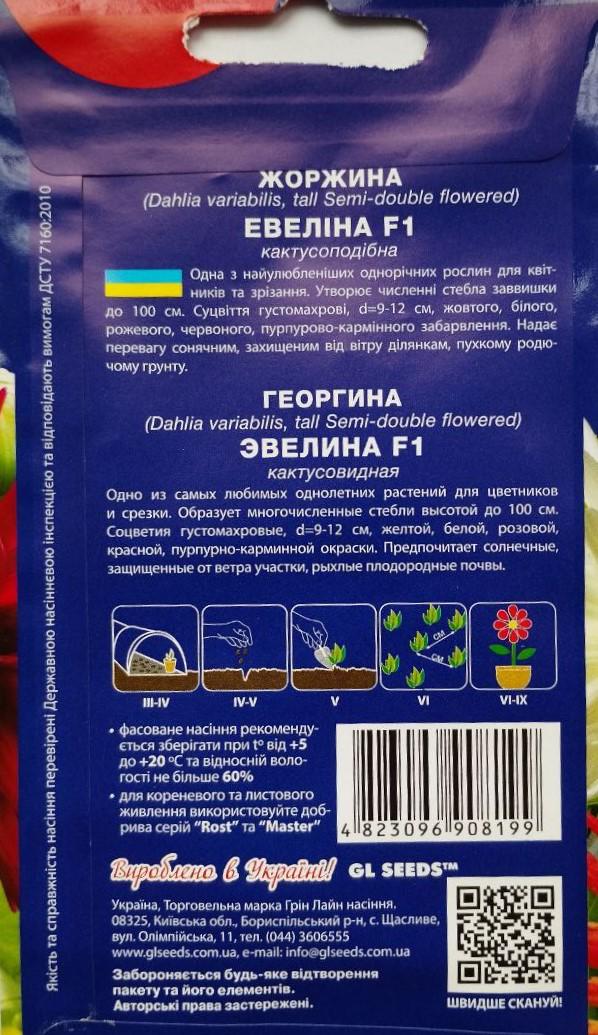 Семена GL Seeds For Hobby Георгина Эвелина 0,25 г (RS-01174) - фото 2