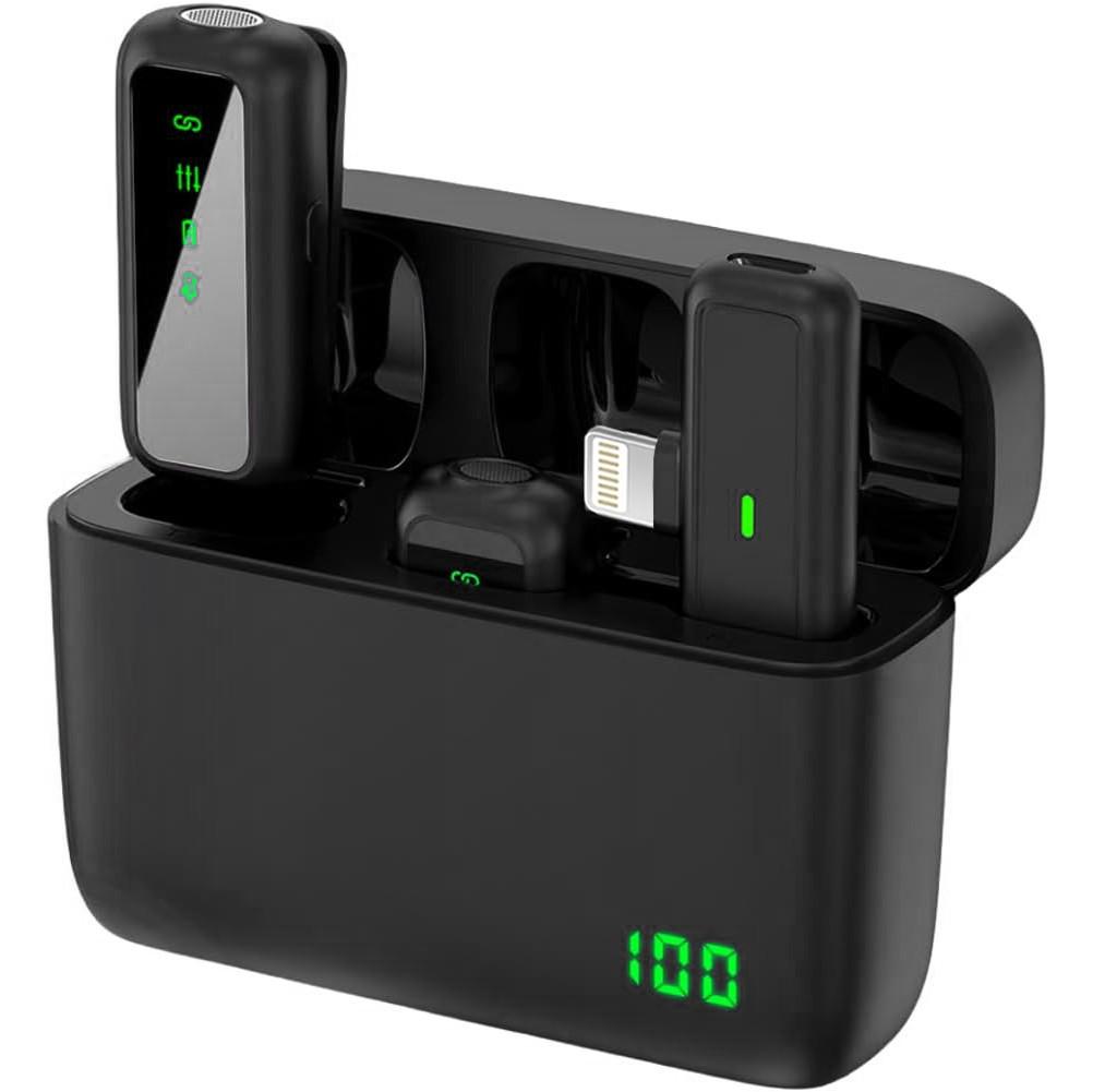 Микрофон двойной петличный Savetek P34-2 Lightning для Apple iPhone/iPad беспроводной с зарядным кейсом до 20 м - фото 3