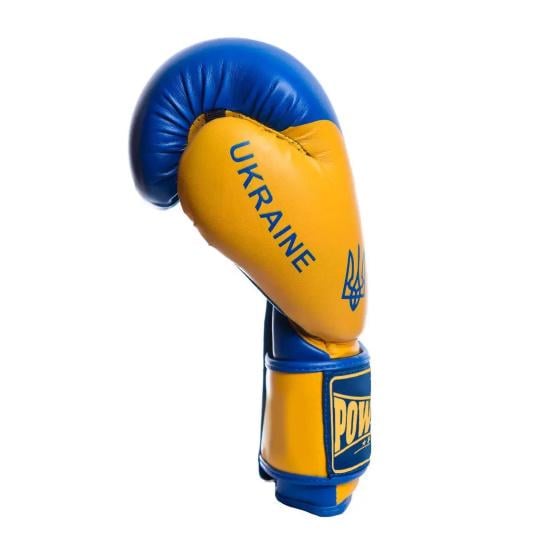 Боксерські рукавички PowerPlay 3021 Ukraine 16 унцій Синій/Жовтий (PP_3021_16oz_Blue-Yellow_bes300) - фото 3