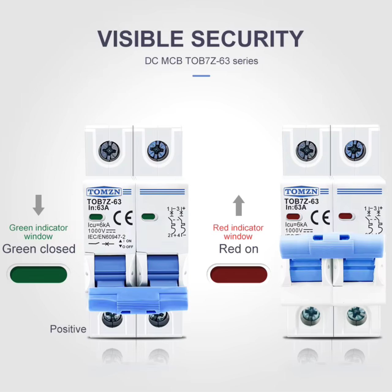 Автоматический выключатель постоянного тока 20 А двухполюсный TOMZN TOB1Z-63 20A 2P DC MCB 1000 V (2830077498) - фото 6 Автоматический выключатель постоянного тока 20 А двухполюсный TOMZN TOB1Z-63 20A 2P DC MCB 1000 V (2830077498) - фото 6