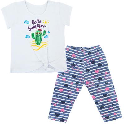 Костюм детский хлопковый летний для девочки Gabbi KS-19-14-2 Тропики 98 см Розовый (11661)