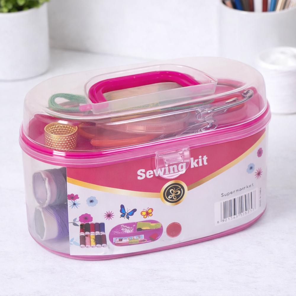 Набір для шиття в контейнері 12x7x6 см малий Рожевий (37-рож-86132)