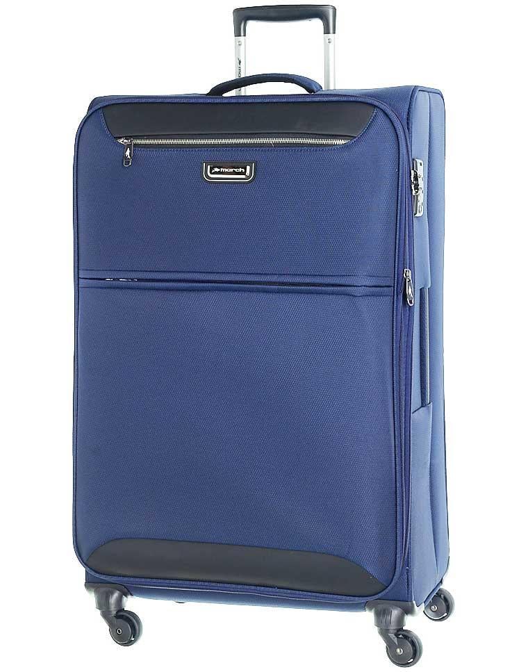 Чемодан тканевый средний на 4-х колесах March Flybird 69/80 л Синий